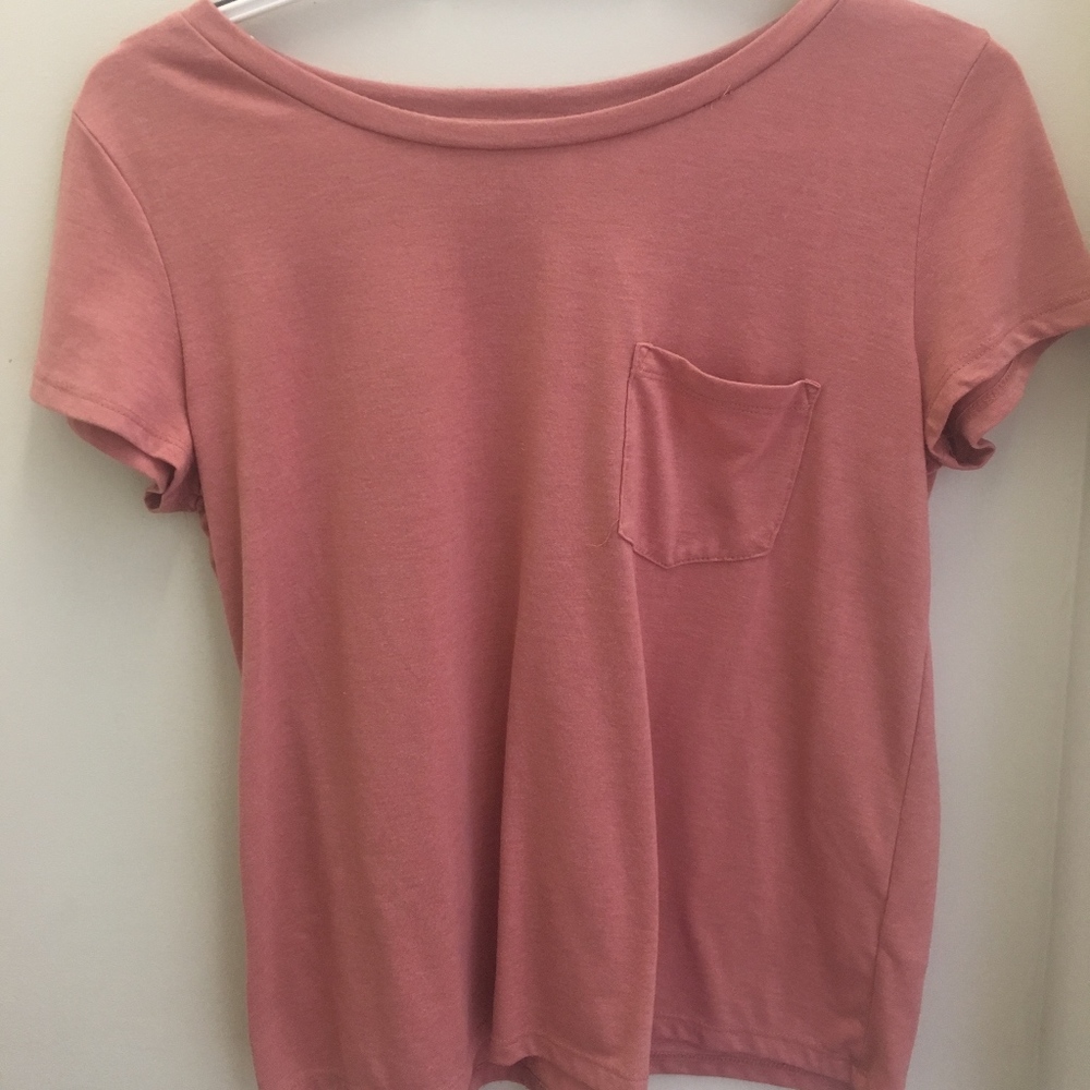 h & m pink basic tee